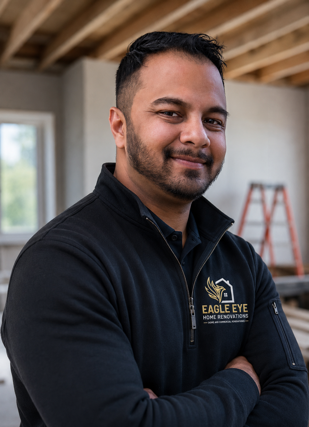 Vikrant Gupta, founder of Eagle Eye Home Renovations, on a job site