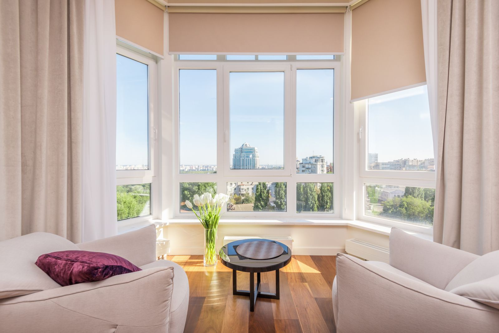 Bright room with large modern windows