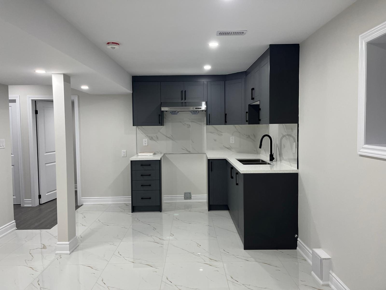 Basement Kitchen — Modern Grey by Eagle Eye Home Renovations